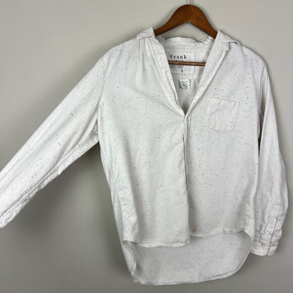 Frank & Eileen Flannel Eileen Shirt Women XXS Fleck Off White Relaxed Fit Cotton - Picture 5 of 14